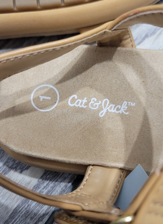 Cat & Jack Sandals Girls Size 1 Brown - Picture 2 of 9